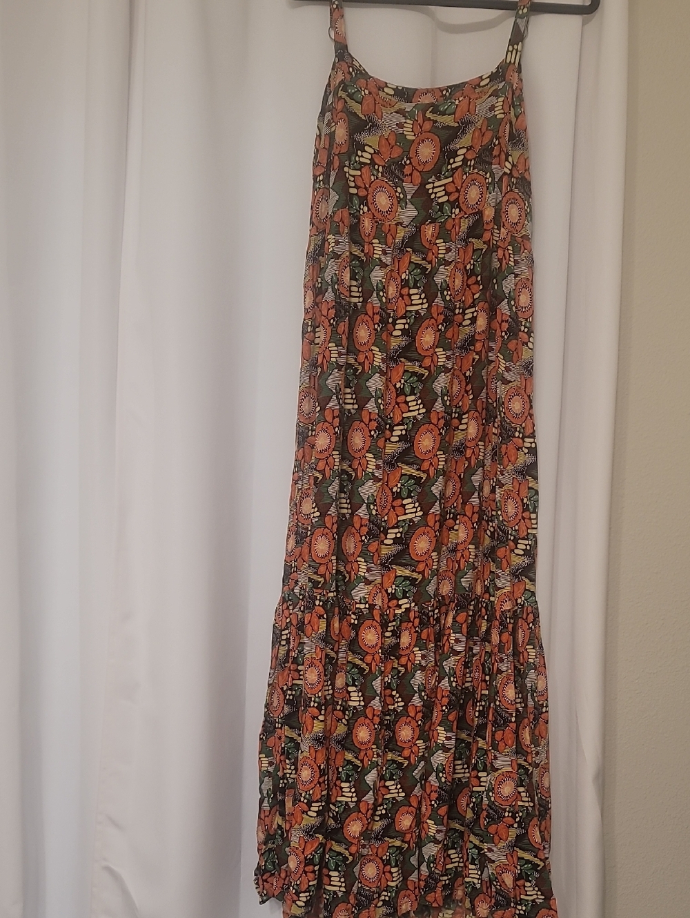NATURAL LIFE Orange Floral Maxi Dress with Green Accents